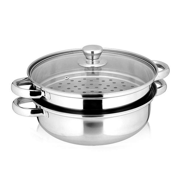 Yamde 2 Piece Stainless Steel Stack and Steam Pot Set - and Lid,Steamer Saucepot double boiler