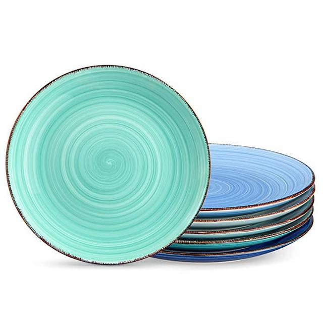vancasso Dinner Plate Set, 10.5 Inch Ceramic Plates, Colorful Salad Plates set of 6, Microwave Oven and Dishwasher Safe, Assorted Color