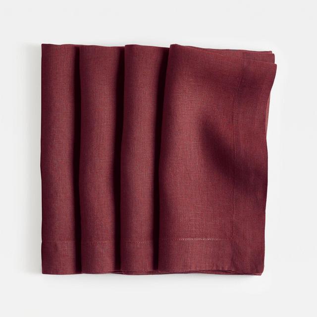 Marin Merlot Red Linen Napkin, Set of 4