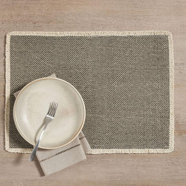 Mason Handwoven Cotton Fringe Placemats - Set of 4 - Set of 4 - Flint