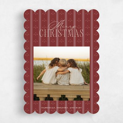 Red Scalloped Holiday Card - Waltham