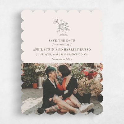 Beige Scalloped Wedding Save the Date - Keole Photo