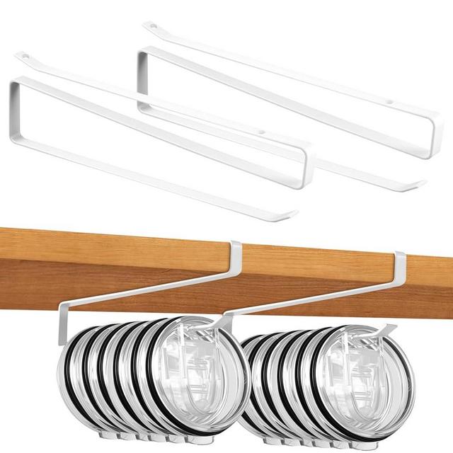 LveSunny Tumbler Lid Organizer,2 Pack Cup Lid Organizer for Yeti Tumbler Lids,Single Water Bottle Lids Organizer Holds Up to 12 Lids, Space Saving Under Cabinet Lid Holder Rack