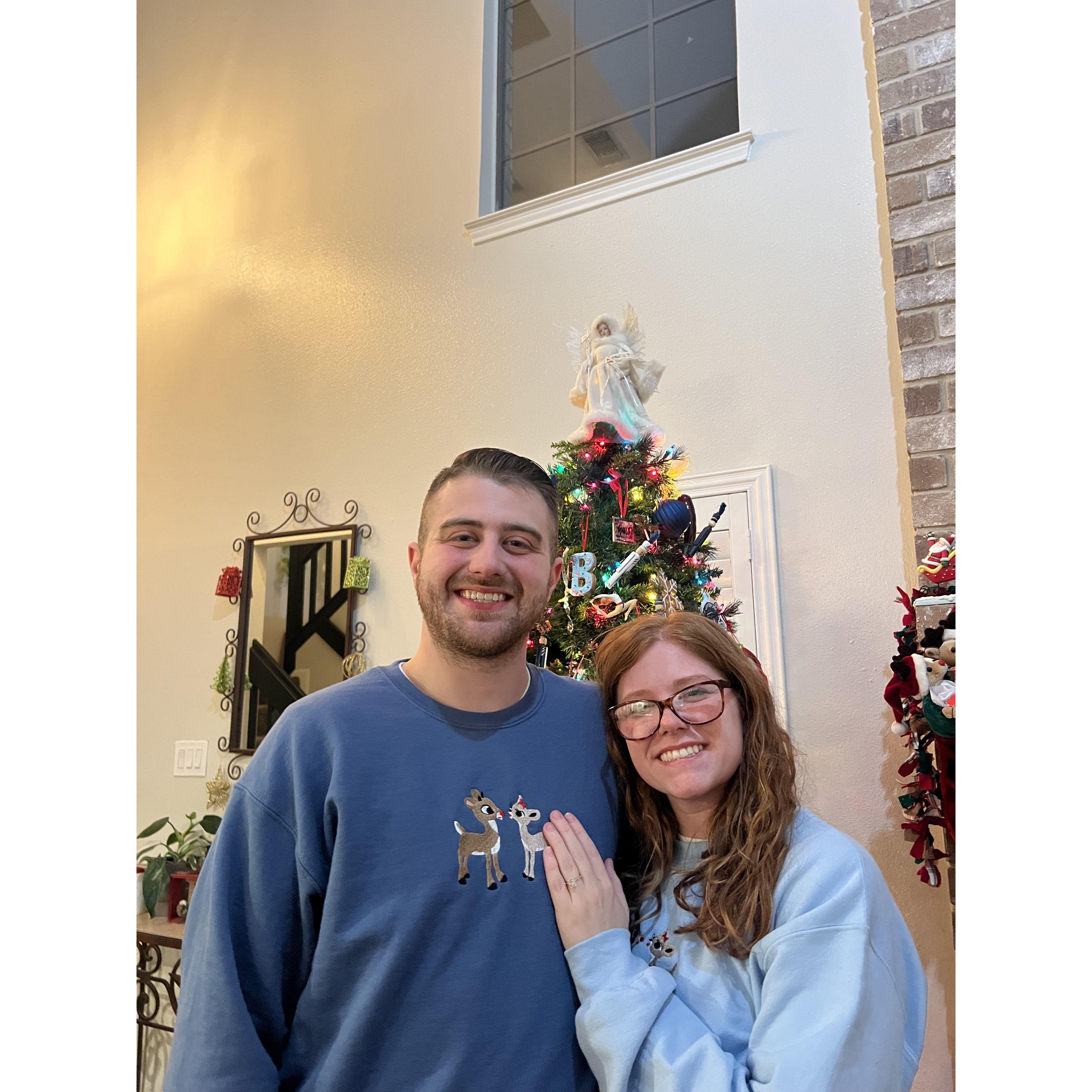 Our first Christmas together (peep the matching sweatshirts).