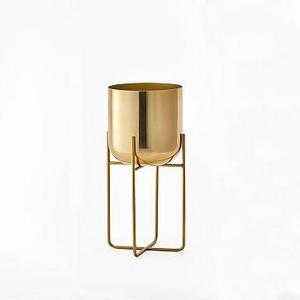 Spun Metal Standing Planter, Brass, Medium