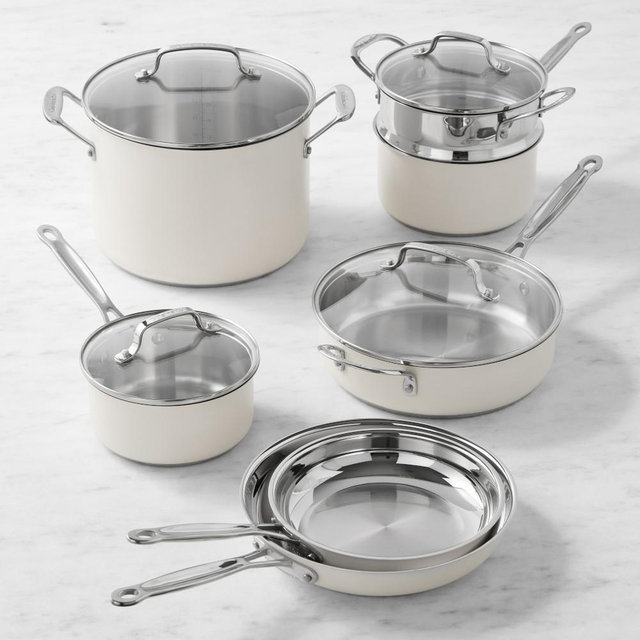 Cuisinart Chef's Classic 11-Piece Cookware Set, Vanilla Creme