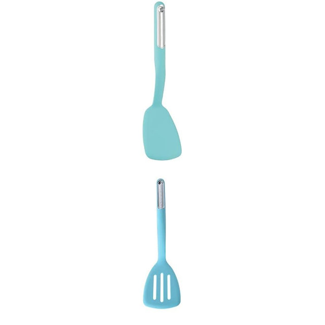 KitchenAid Short turner, 12 inches, AquaandKitchenAid Classic Slotted Turner, 13.5 inches, Aqua