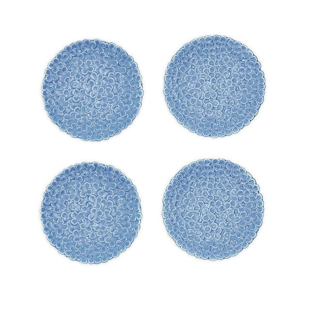 Set of 4 Hydrangea Tidbit Dishes - Premium Porcelain, Food Safe, Dishwasher Safe - Elegant Floral Design for Serving Tidbits & Crackers