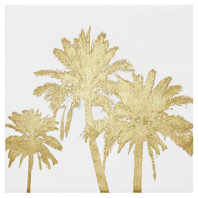 Palms Foil Embellished Canvas - Gold