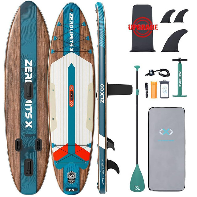 ZLX 10'6" x 33" Inflatable Stand Up Paddle Board SUP Board for All Skill Levels Youth & Adults Wide Stable Non-Slip Deck, Adjustable Paddle, Leash and Carry Bag, Gift Ideas
