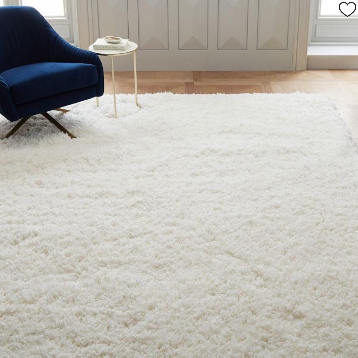 Cozy Plush Low-Shed Shag Rug, 5x8, White