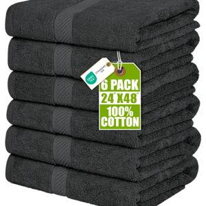 Utopia Towels 6 Pack Medium Bath Towel Set, 24 by 48 Inches, 500 GSM 100% Ring Spun Cotton, Lightweight and Highly Absorbent Quick Drying Premium Towels for Hotel, Spa and Bathroom, Grey