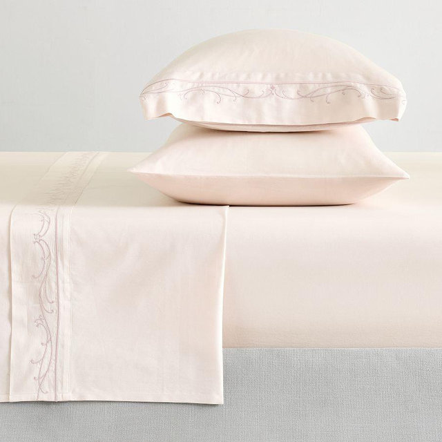 Wicked Embroidered Sateen Sheet Set, Pink, King