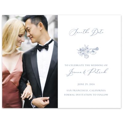 Dark Cobalt, White Wedding Digital Save the Date - Abelli Photo