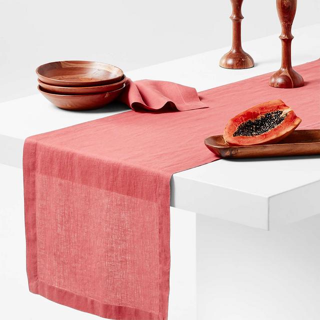Marin 120" Sienna Pink European Flax ®-Certified Linen Table Runner