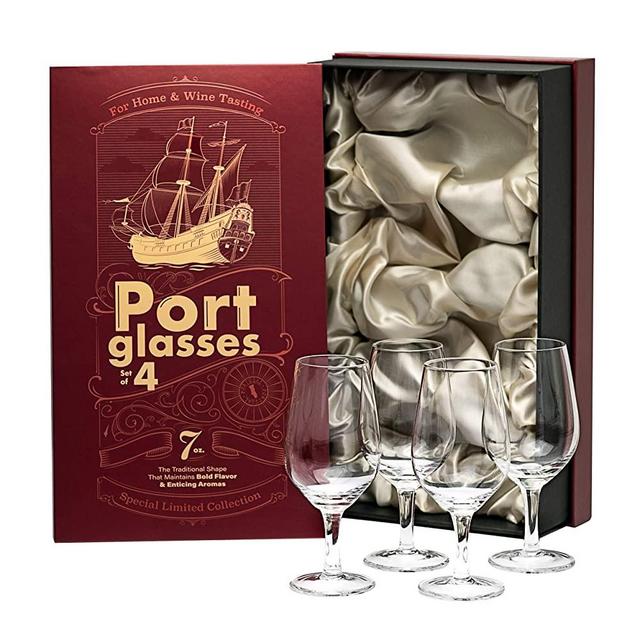 Port and Dessert Wine, Sherry, Cordial, Aperitif Tasting Glasses | Set of 4 Small Crystal 7 oz Sippers | Mini Short Stem Nosing Taster Copitas | After Dinner Drink Glassware