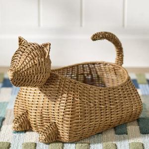 Cat Woven Wicker Basket