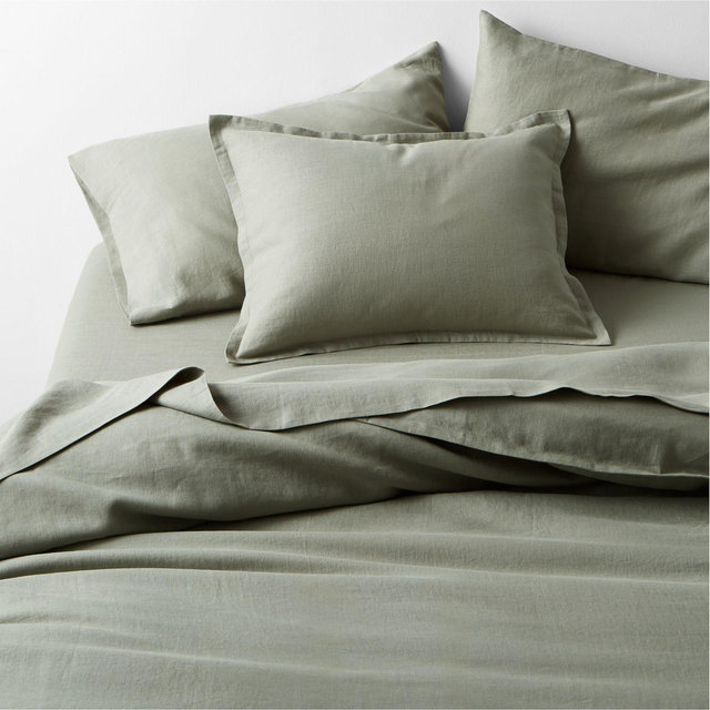 Aire Natural EUROPEAN FLAX ™-Certified Linen Shadow Sage Green Full/Queen Duvet Cover