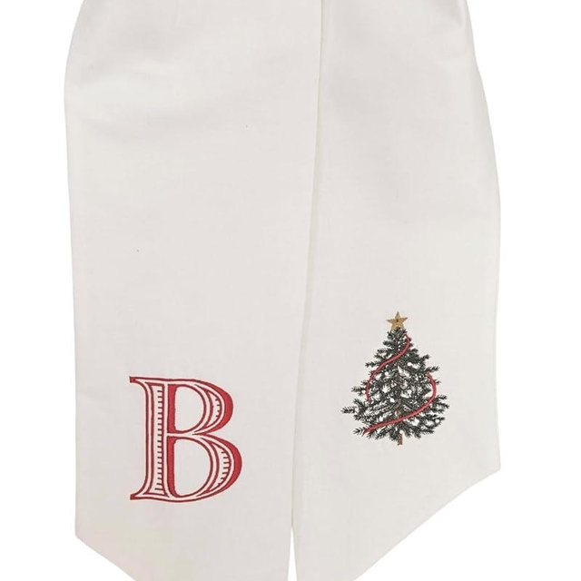 Monogram Christmas Wreath Sash: Embroidered Christmas Tree Design, Christmas Decor (Christmas Tree)