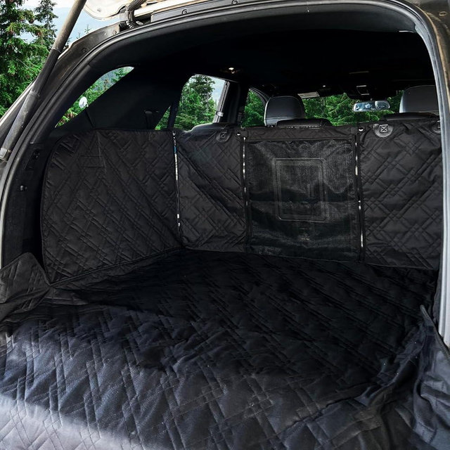 Bulldogology Cargo Liner for SUV - Heavy Duty Pet Trunk Liner Cargo Cover for SUV - Waterproof SUV Cargo Liner for Dogs Hair, Muddy Paws - Protector Cargo Mats for Back of SUV (Large, Black)