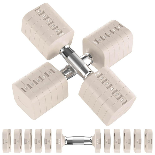 Hezeyferg 30.8LB Adjustable Dumbbell Set, Each Adjustable Weight Dumbbell with 6 Levels 4.4/6.6/8.8/11/13.2/15.4lb, Hand Weights Set for Men/Women Home Gym Exercise Workout