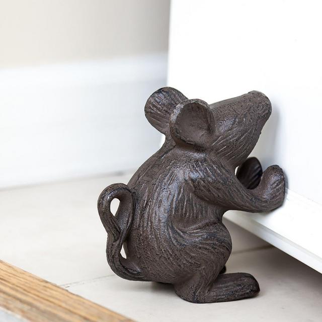 Cast Iron Mouse Door Stop - Decorative Rustic Door Stop - Stop your bedroom, bath and exeterior doors in style - Vintage Brown Color