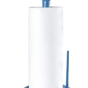 JOGREFUL Paper Towel Holder Stand, Cast Iron Kitchen Paper Towel Countertop Vintage Stand with Weighted-Base, Bathroom Organization for Family Standard Large Size Roll Paper, Classic Style, Blue