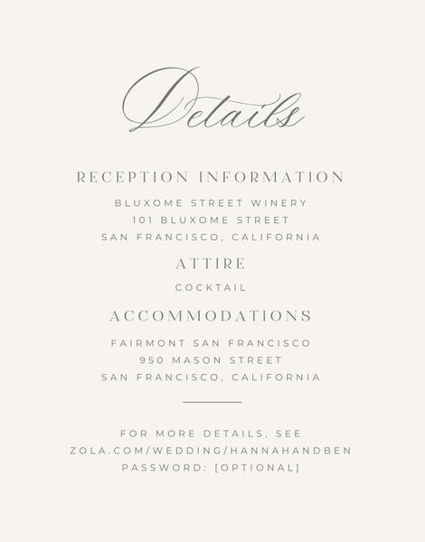 St Anne | Dark Sage | Zola Wedding Enclosure Cards