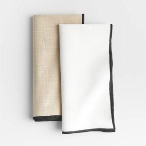 Merrow Stitch Crisp White Napkin - Set of 8 | Crate & Barrel