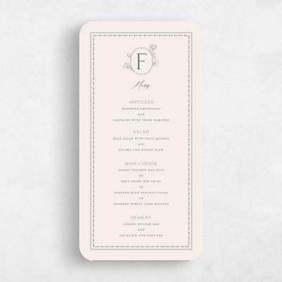 Green Rounded Wedding Menu - Piran