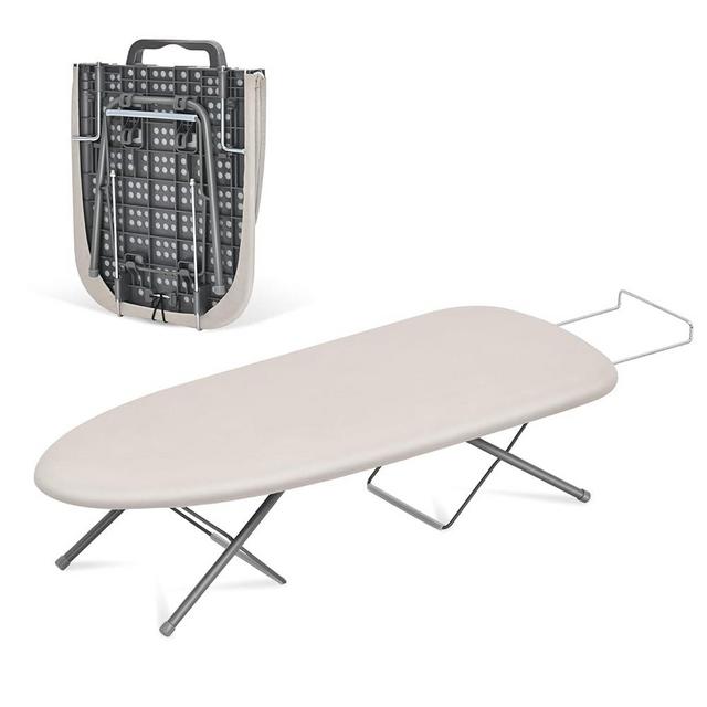 APEXCHASER Tabletop Ironing Board with Iron Rest, Small Iron Board, Extra Thick Cover, Portable Table top Ironing Board with Non-Slip Feet for Home Travel Use, Beige