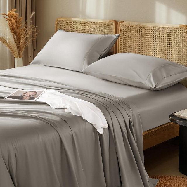 LBRO2M 1000 Thread Count 100% Egyptian Cotton Sheets Set Full Size, 4 Piece Sets Bed Sheet Deep Pocket Sheet Set 16" Soft Comfortable All Season (Full, Tapue)