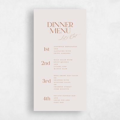 Beige Elegant Wedding Menu - Menton Portrait