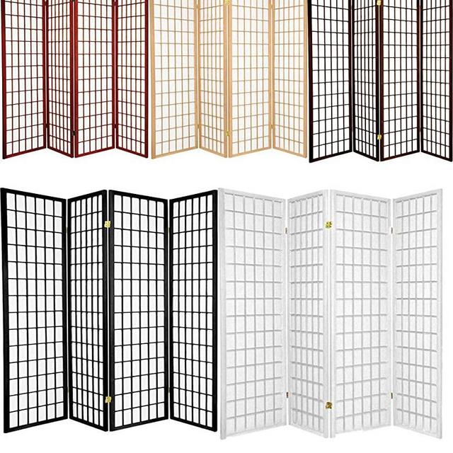 GTU Furniture Japanese Style 4 Panels Wood Shoji Room Divider Screen Oriental for Home/Office (Natural)