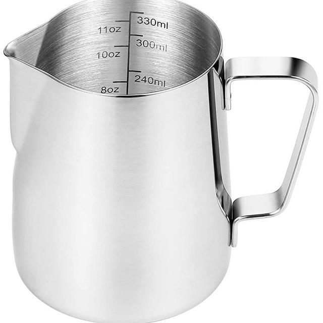 Milk Frother Pitcher Small,Milk Frother Pitcher 12 Oz,Espresso Steaming Pitcher 12 Oz, Espresso Milk Frothing Pitcher 12 Oz