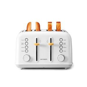 BUYDEEM 4-Slice Retro Toaster Extra Wide 1.4" Slot, Independent Controls, 7 Browning Settings, Removable Crumb Tray