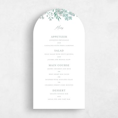 Green Arch Wedding Menu - Lombardy