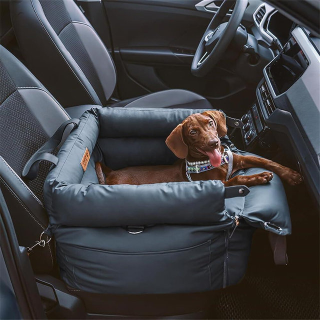 FUNNYFUZZY Dog Car Seat for Medium Sized Dogs, Waterproof 3 in 1 Soft Leather Dog Car Bed for Travel and Home,Portable and Safety,Fits Pets Up to 35 lbs(Blue)