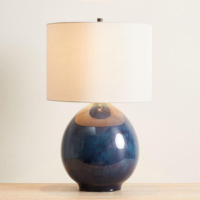 Jordan Ceramic 25" Table Lamp, Blue Reactive Glaze 