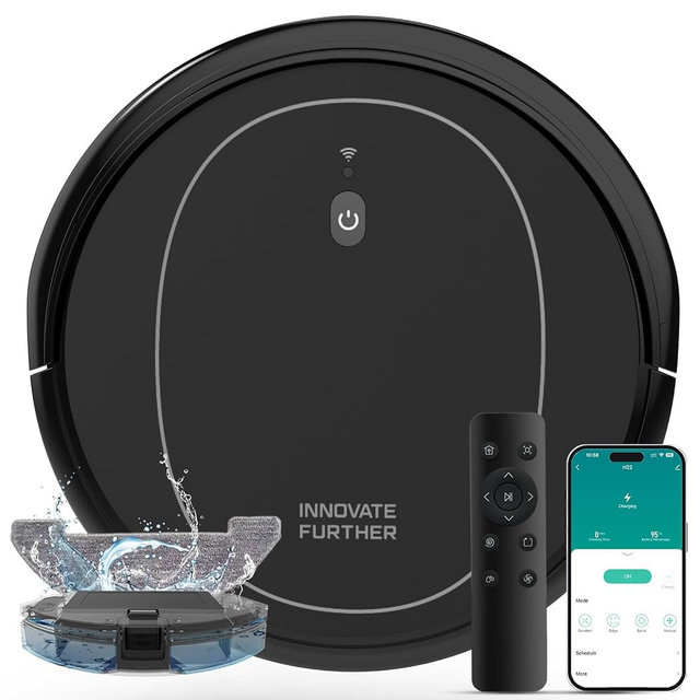 Robot Vacuum and Mop Combo, 5000Pa Self-Charging Robotic Vacuum Cleaner with Smart Obstacle Avoidance, 3-in-1 Robot Vacuum with Alexa & App Control, Quiet, Slim, Ideal for Pet Hair, Carpet and Floors