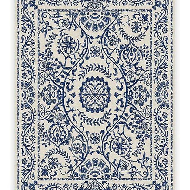 RUGGABLE Machine Washable Area Rug - Vintage Collection - Traditional - 2-Piece Patented Rug System - Delphina Delft Blue 5'x7'