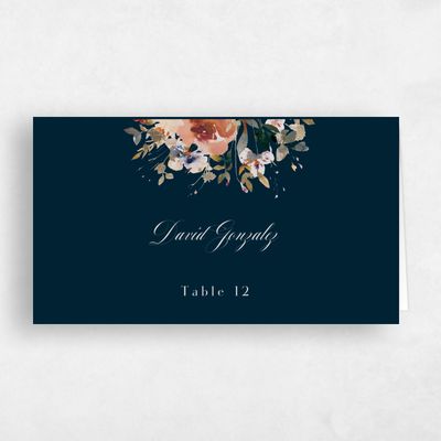 Darkest Teal, Blue Wedding Place Card - Fenella