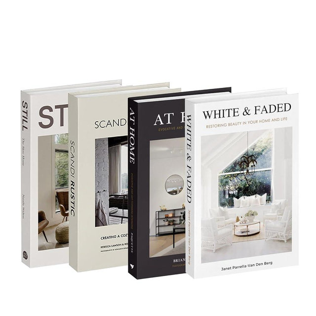 4 Pack Decorative Faux Books Set for Home Aesthetic - Luyseyha Fake Hollow Books Decor for Bookshelf Coffee Table, Living Room, Bedroom