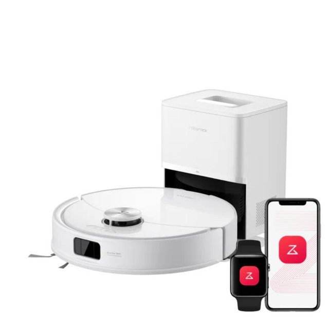 White Roborock Q10 S5+ Robot Vacuum and Mop with Auto-Empty Dock