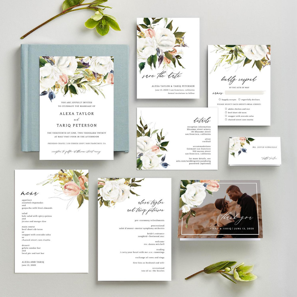 Octavia Portrait | White | Zola Wedding Invitations