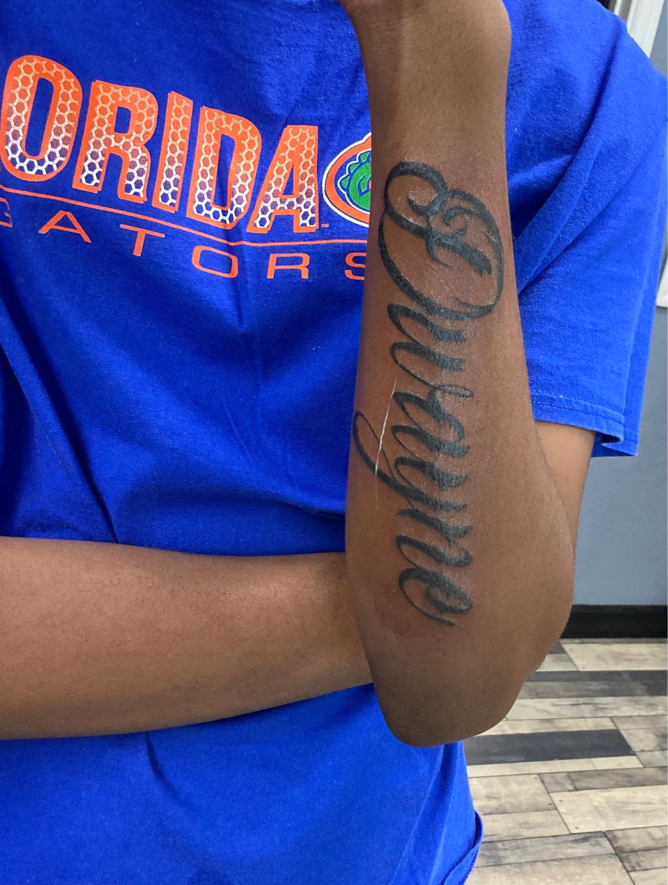 Jr First Tattoo His Step Dad Name