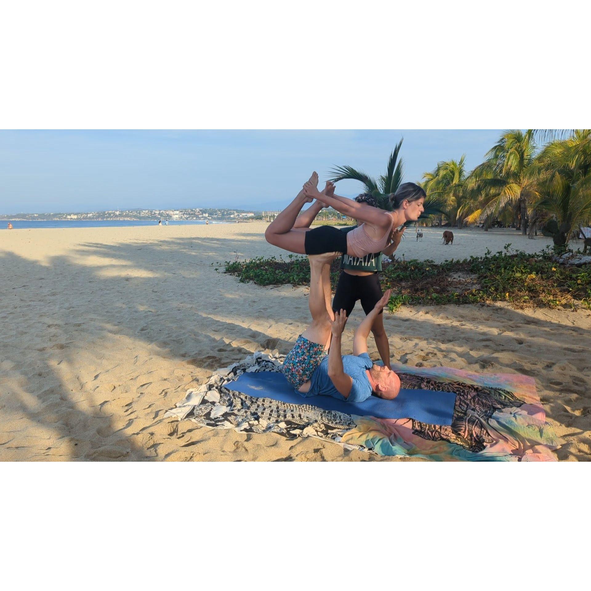 Always trying new things! Acroyoga in Puerto Escondido