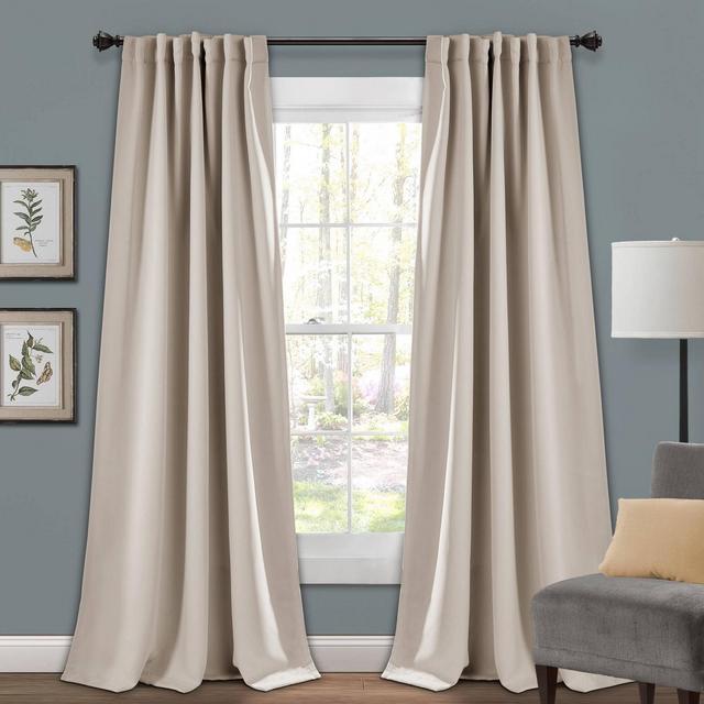 95"x52" Insulated Back Tab Blackout Window Curtain Panels Neutral - Lush Décor