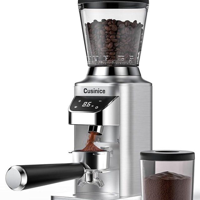 Cusinice Conical Burr Coffee Grinder with 40mm Stainless Steel Burr, 34 Grind Settings & Anti-Static, Electric Espresso Grinder for Home Use