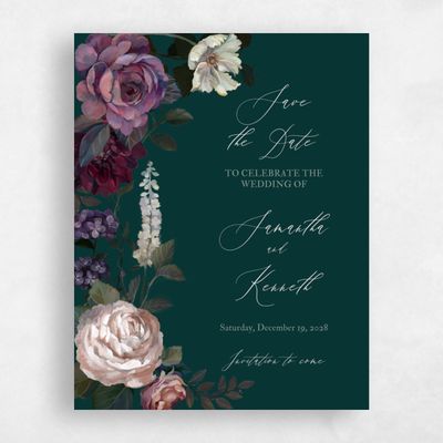 Dark Emerald, Green Wedding Save the Date - Mystic Portrait
